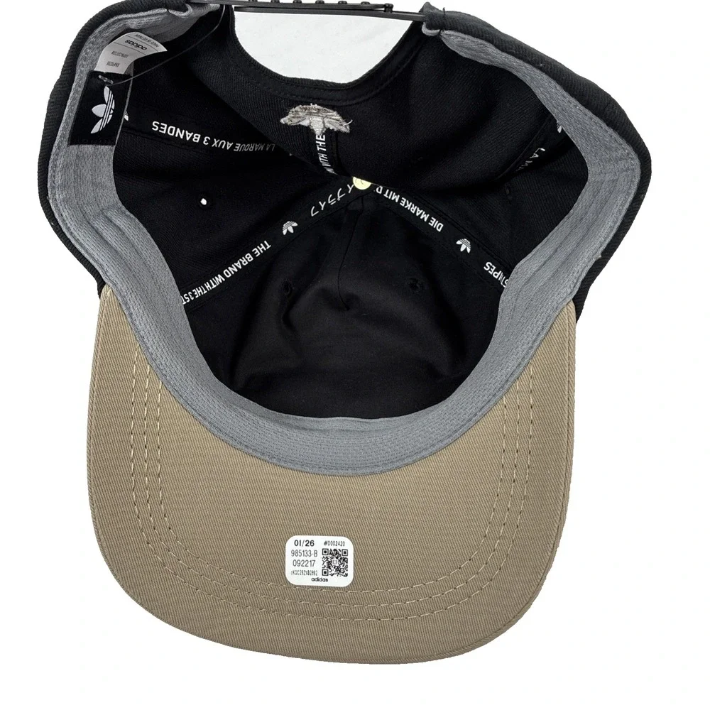New Adidas Originals Snapback Hat Black Khaki Adjustable Cap Trefoil Logo NWT
